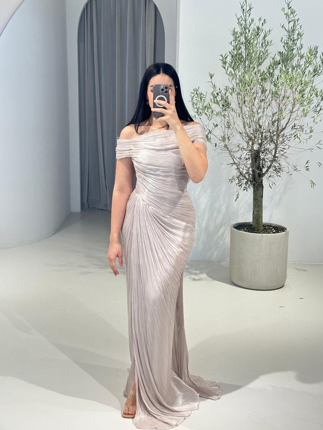 princess polly baby blue dress Baltic Born Womens Krystal Satin Wrap Gown | Champagne